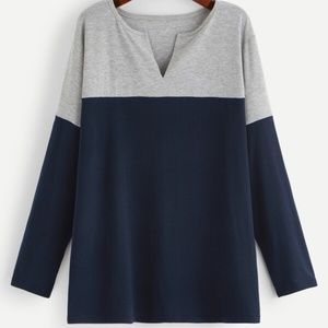 Plus Two Tone V-Neck Tee